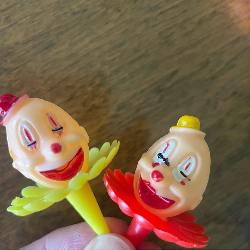 Vintage Derby Clown Cupcake Cake Topper 10 Count Party Decoration Supply Lot Set
